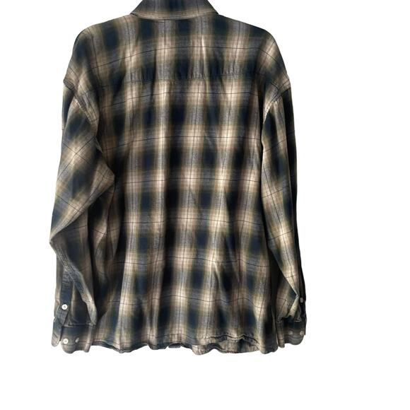 Panhandle Powder River Outfitters Size XL Cotton Green Plaid Flannel Button Up - Picture 5 of 8